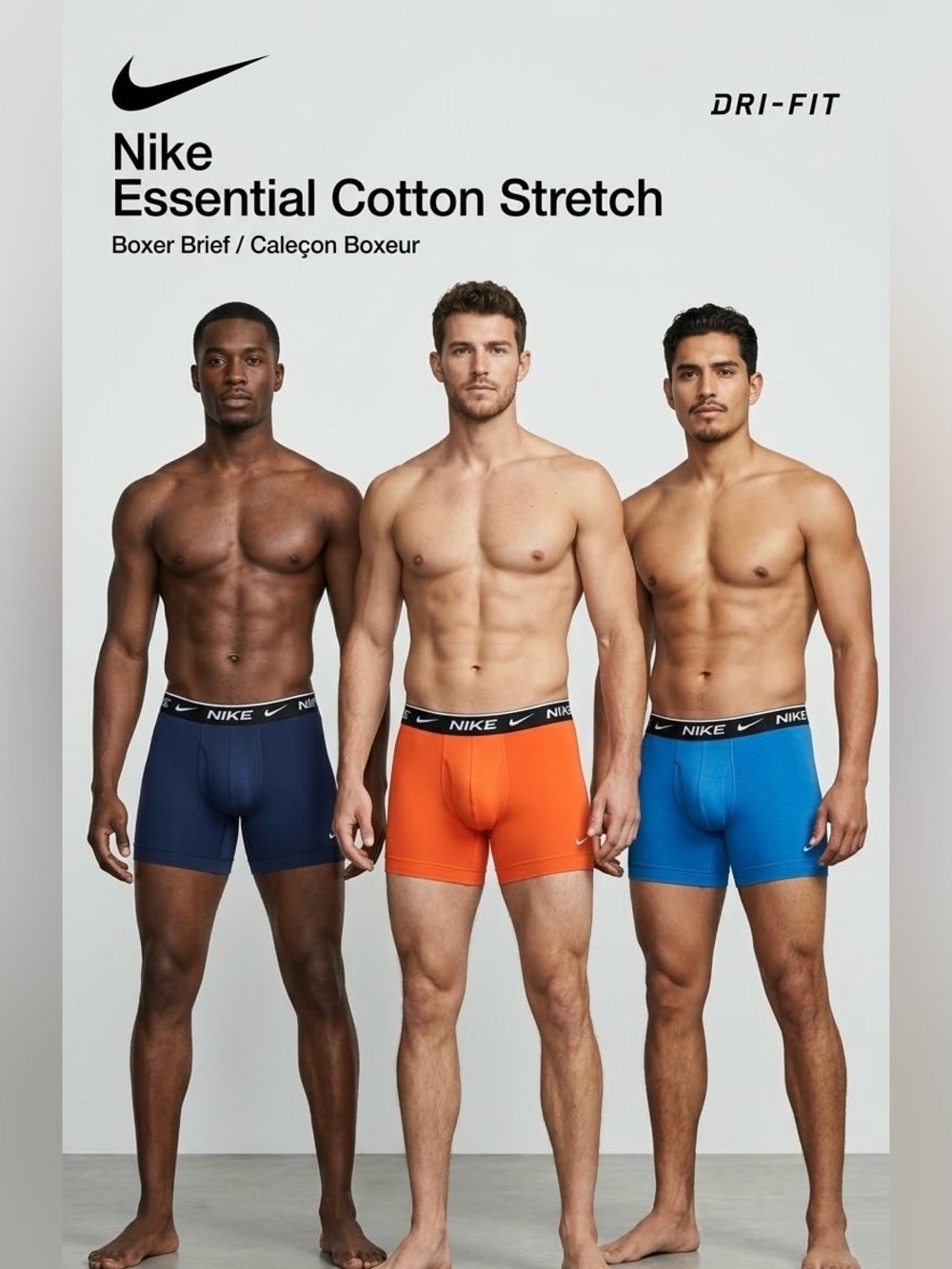 Nike Essential Cotton Stretch Dri-FIT Boxer Briefs 3-Pack - Size M (NIB)